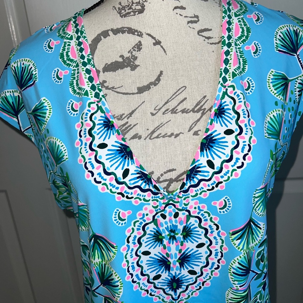 NWOT Lilly Pulitzer Vibrant Blue Floral Dress and Swim Coverup - Picture 2 of 3